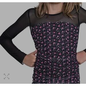 With Jules Big Girls Long-Sleeve Printed Mesh Combo Dress L